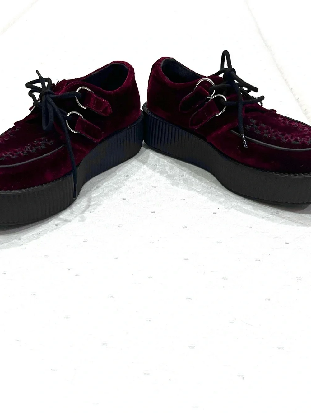 T.U.K. Velvet Creeper Shoes Burgundy Women Size 7 / Men Size 5 Unisex